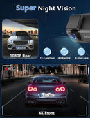 Kocam 4K Dual Dash Cam with WiFi, Night Vision & 24H Parking Monitor - Tech Trove