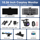 4K 10.26" Mirror Dash Cam with Wireless CarPlay, Android Auto, GPS & Rearview Camera - Tech Trove