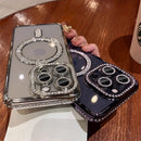 Fashion Glitter Diamond Max Magnetic Wireless Charge Bumper Transparent Case For iPhone - Tech Trove