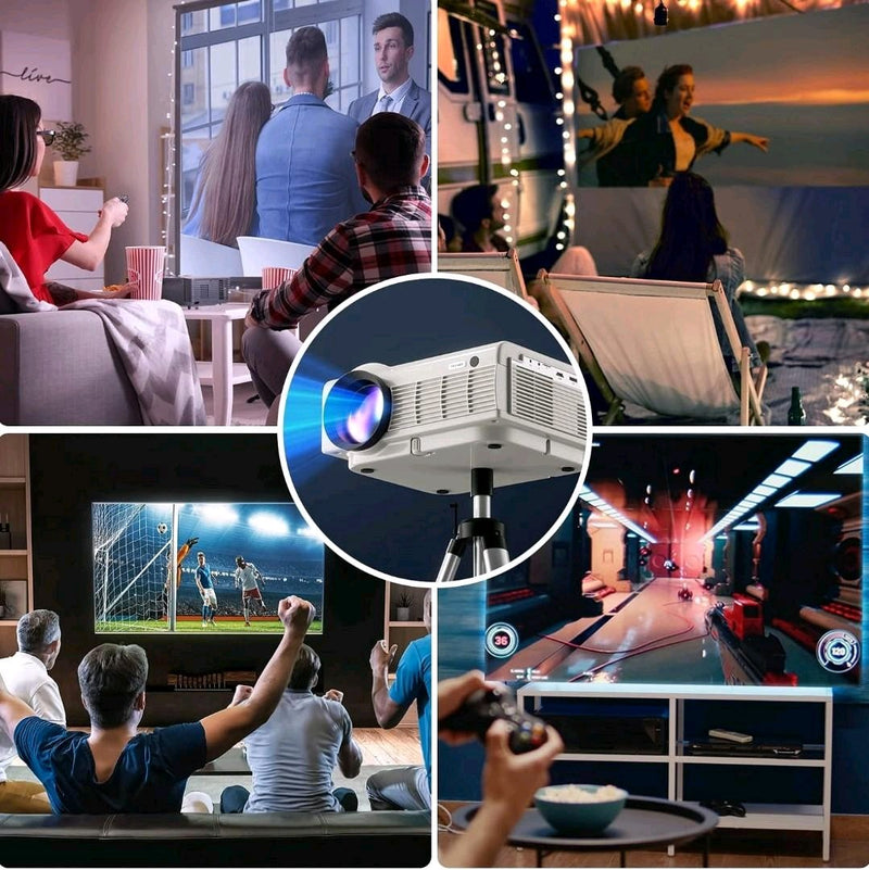 YEZMEK Native 1080P 15000 Lumen Full HD Projector, featuring 5G WiFi and Bluetooth, Mini Portable Outdoor Projector with 4K Support, compatible with TV Stick, Smartphone, Tablet, Laptop, HDMI, USB, and AV. Audio Game