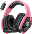 Wireless Gaming Headset for PC PS5 PS4 Switch Mobile 2.4GHz USB Type-C Bluetooth 40H Battery Mic Comfortable Noise-Isolating Ear Cushions RGB Lighting