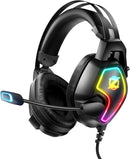 Ozeino Gaming Headset for PS4/PS5/PC/Xbox/Switch Over-Ear Surround Sound Noise-Canceling Mic Suspension Headband with RGB Lighting