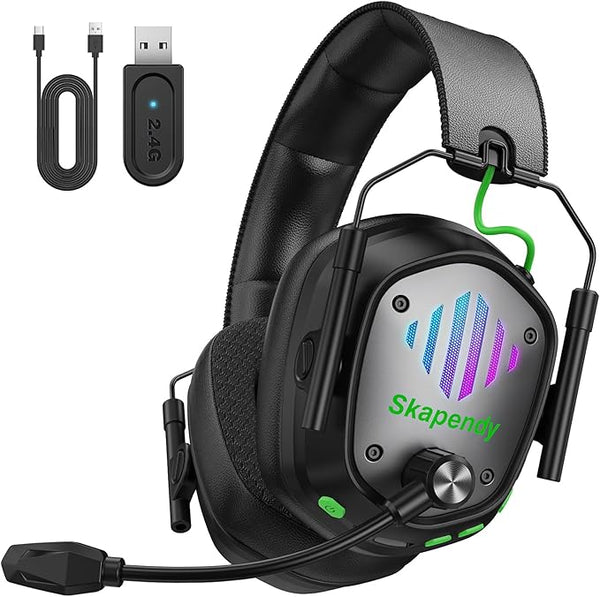 Wireless Gaming Headset for PS5/PS4/PC/Switch – 2.4GHz, ENC Noise-Cancelling Mic, Stereo Sound, 20ms Low Latency, 50-Hour Battery, Works with Laptop/Mobile/Mac