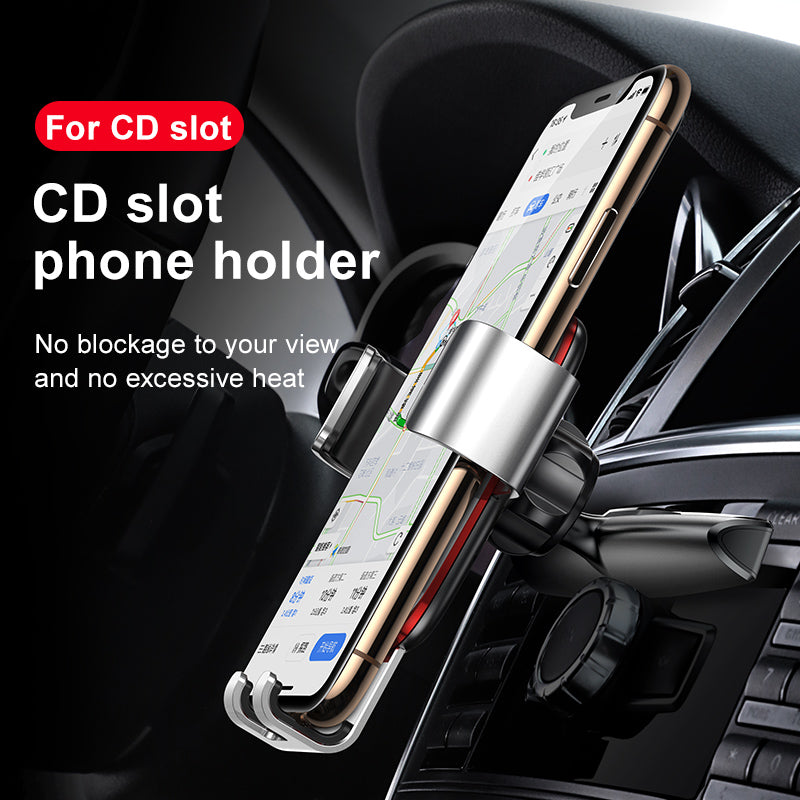 Baseus Mobile Metal Gravity Car Phone Holder for Air Vent / CD Slot Mount Stand, Compatible with iPhone Samsung