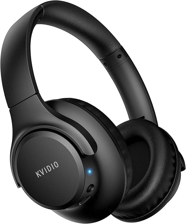 KVIDIO Over-Ear Bluetooth Headphones, 65-Hour Playtime, Foldable Lightweight Design with Mic, Deep Bass & HiFi Stereo Sound for Travel, Work, PC, and Cellphones