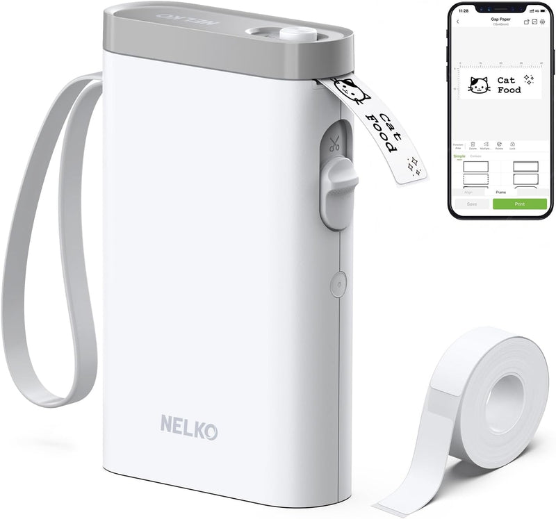 Nelko P21 Portable Bluetooth Label Maker with Tape, Wireless Handheld Mini Printer for Labels, Barcodes & Stickers – Ideal for Home, Office, and Storage Organization