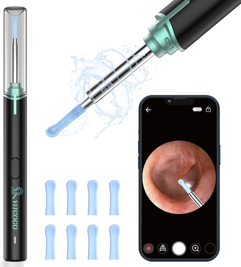 VITCOCO Ear Wax Removal Kit with 1920P FHD Camera, 3.9mm Waterproof Otoscope, and 8 Ear Spoons – Compatible with iPhone, iPad, and Android Devices