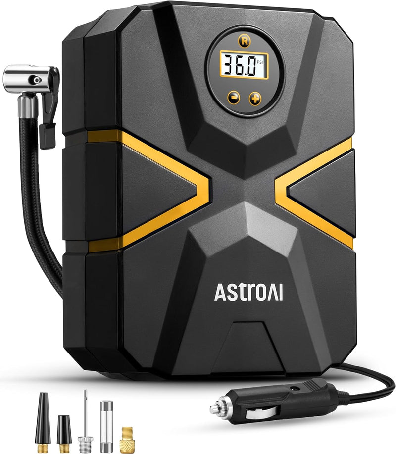 AstroAI 12V DC Digital Tire Inflator, 150 PSI Car Air Compressor with Preset Pressure & Auto Shutoff for Cars, Bikes, and Other Inflatables