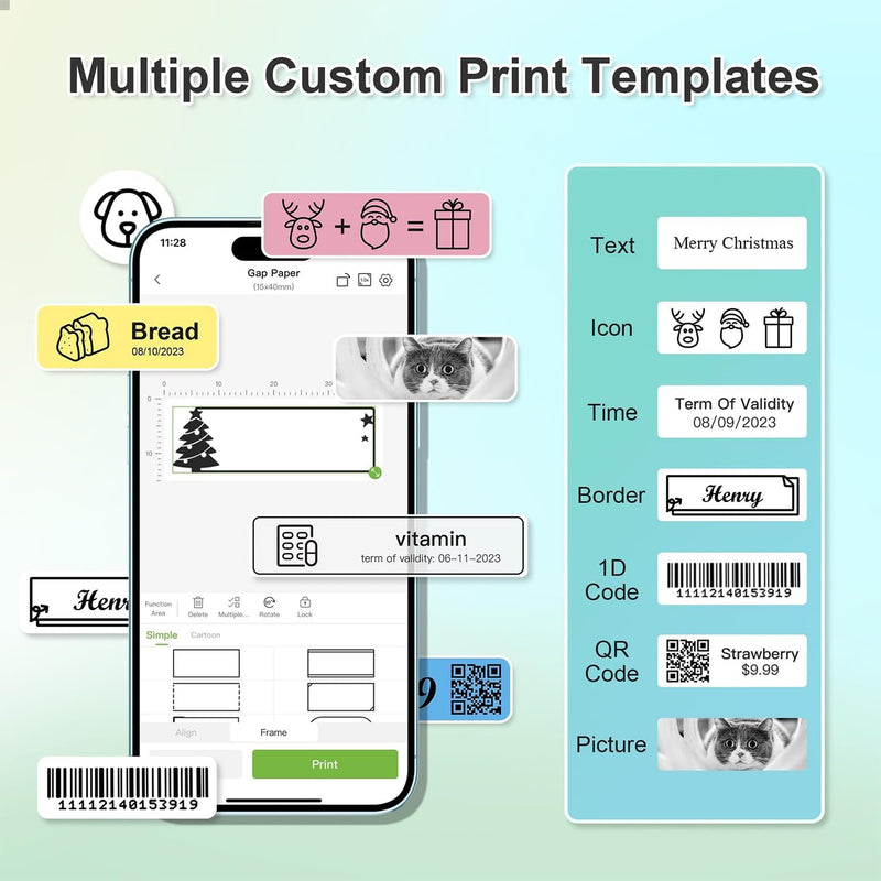 Nelko P21 Portable Bluetooth Label Maker with Tape, Wireless Handheld Mini Printer for Labels, Barcodes & Stickers – Ideal for Home, Office, and Storage Organization