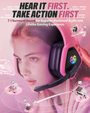 Wireless Gaming Headset for PC PS5 PS4 Switch Mobile 2.4GHz USB Type-C Bluetooth 40H Battery Mic Comfortable Noise-Isolating Ear Cushions RGB Lighting