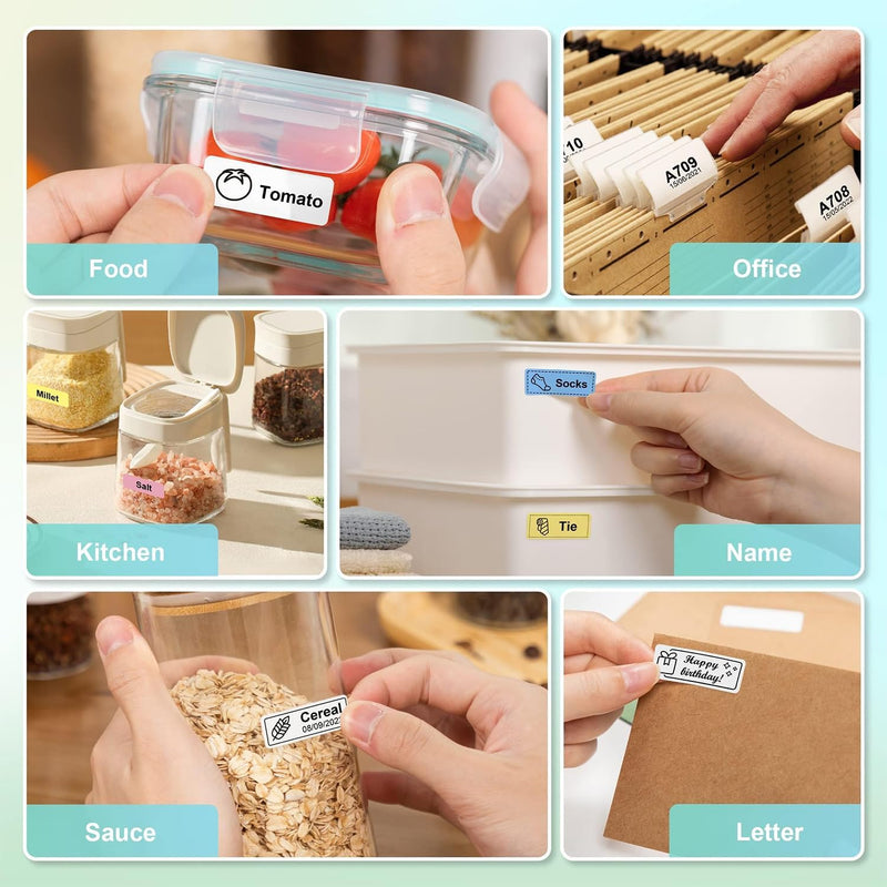 Nelko P21 Portable Bluetooth Label Maker with Tape, Wireless Handheld Mini Printer for Labels, Barcodes & Stickers – Ideal for Home, Office, and Storage Organization