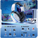 Wireless Gaming Headset for PS5/PC/PS4/Switch – 2.4 GHz lossless audio, Bluetooth 5.3, noise-canceling mic, 40-hour battery, RGB lighting