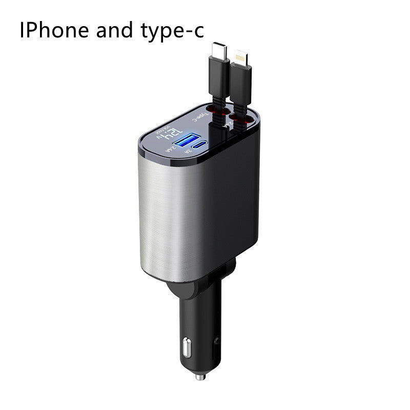 Metal Car Charger 100W Super Fast Charging USB And TYPE-C Adapter - Tech Trove