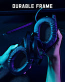 Ozeino Gaming Headset for PS4/PS5/PC/Xbox/Switch Over-Ear Surround Sound Noise-Canceling Mic Suspension Headband with RGB Lighting