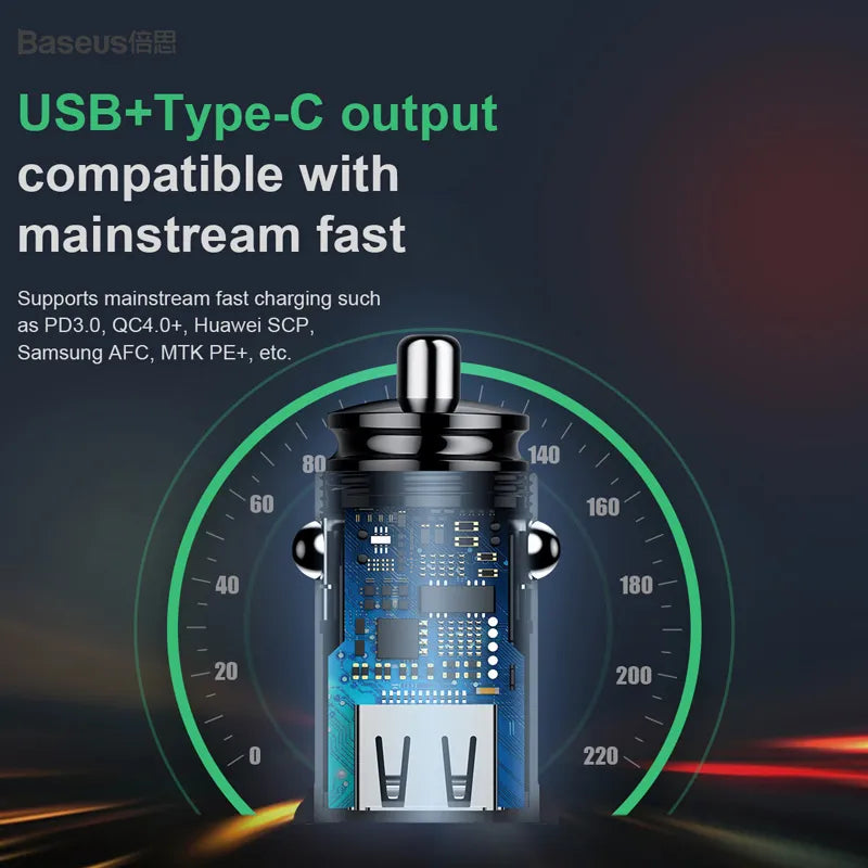 Baseus USB Car Charger Quick Charge 4.0 30W USB PD For For iPhone, Anroids Fast Charging - Tech Trove