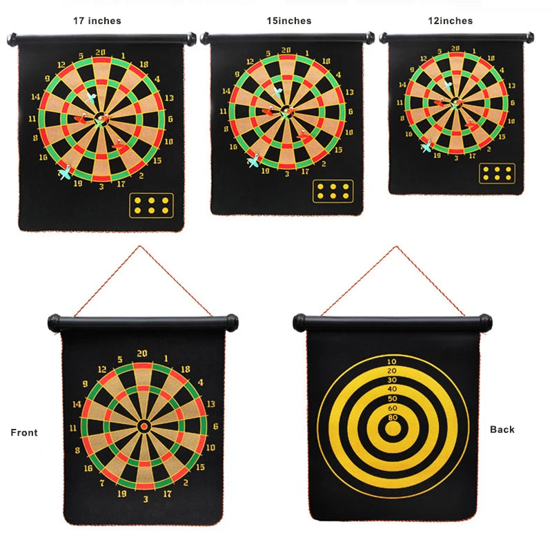 12/15/17 Inches Target Dart Flocking Dartboard Darts Board Indoor Shooting Game Double Sided Target Magnetic Darts Flights Set