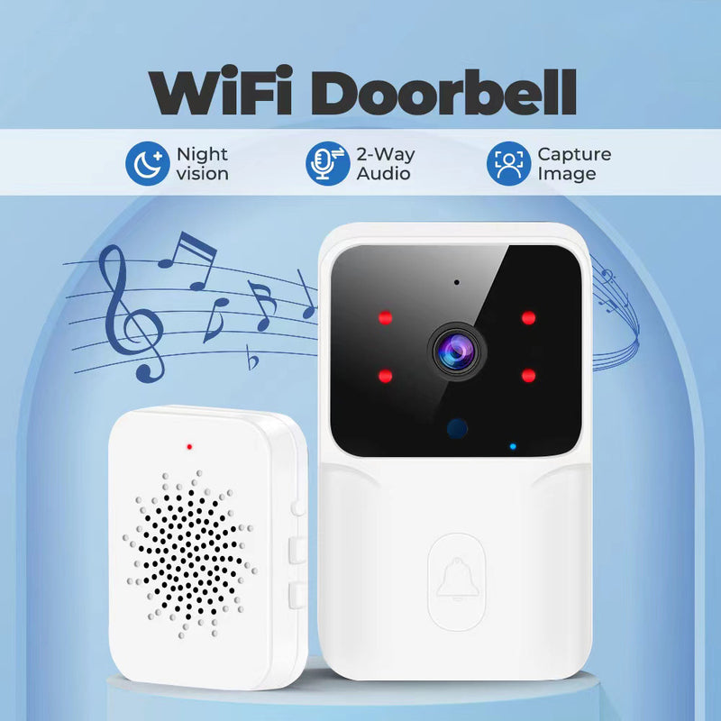 Wireless Smart Video Doorbell – 2.4G WiFi, 2-Way Audio, Night Vision, Battery-Powered Home Security