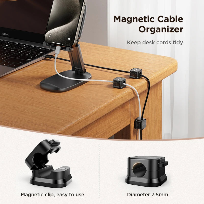 Joyroom Magnetic Cable Clips: Smooth, adjustable cord holders for under-desk cable management