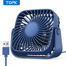 4" USB Mini Portable Desk Fan 3-Speed Quiet Personal Cooling Fan 360° Adjustable