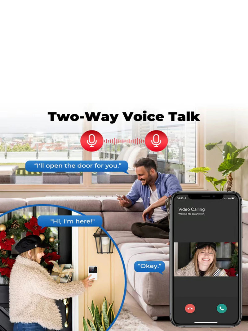 Rechargeable HD doorbell with night vision and low-power Wi-Fi video link