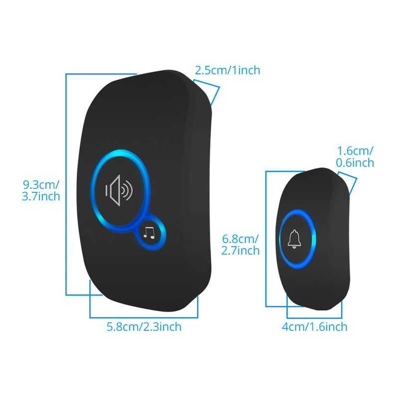 Waterproof Wireless Doorbell Kit with Push Button and Plug-in Chime