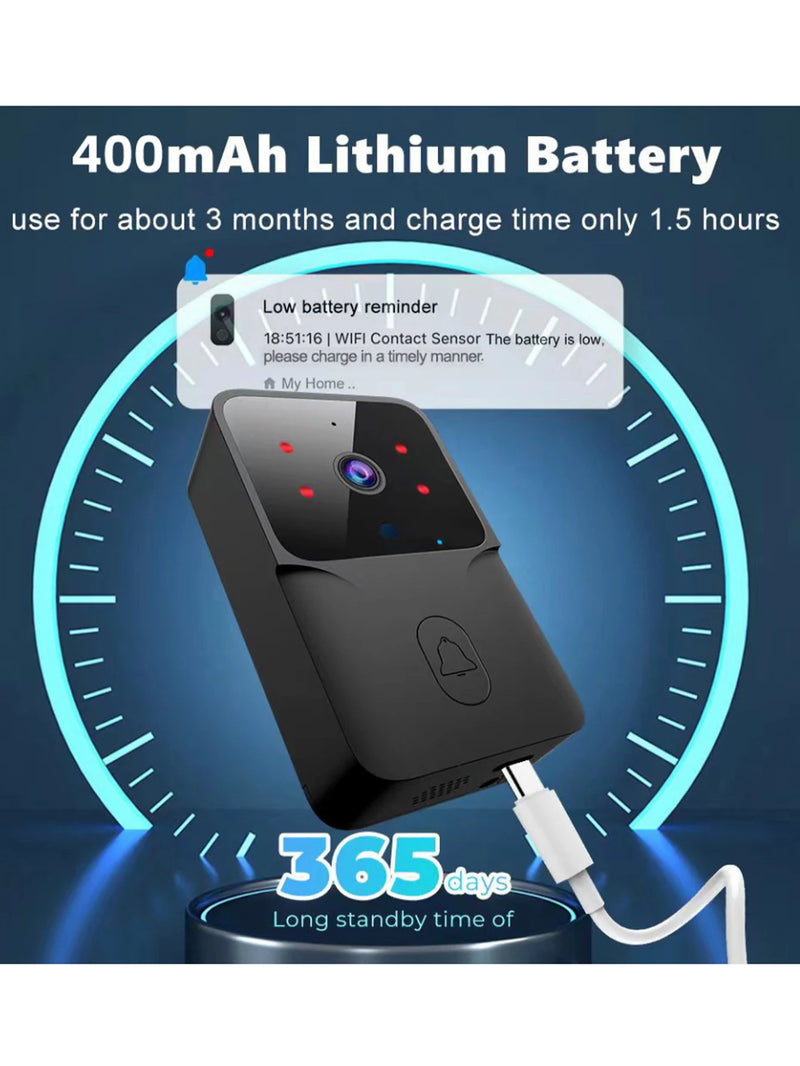 Rechargeable HD doorbell with night vision and low-power Wi-Fi video link