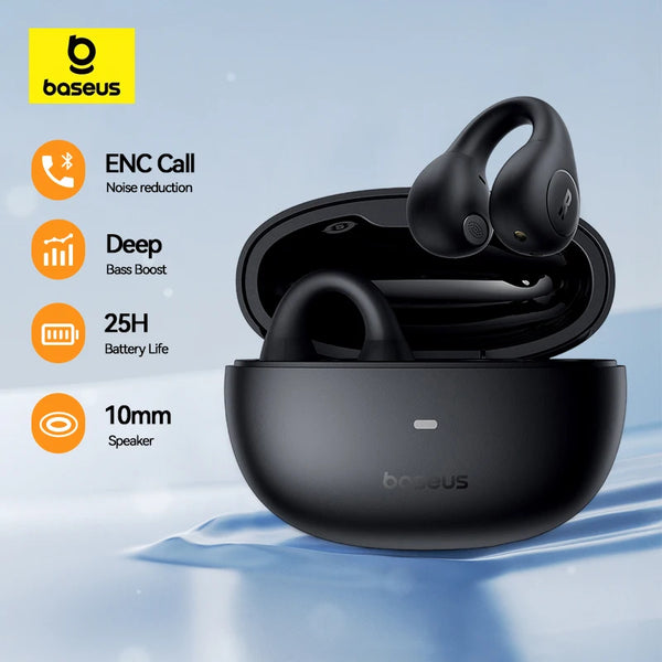 Baseus AirGo AS01 Wireless Ear Clip Earphones with Bluetooth 5.3, 2-Mic ENC, HD Call Noise Reduction, and Sports Earbuds