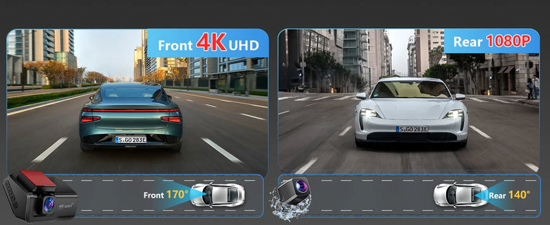 Kocam 4K Dual Dash Cam with WiFi, Night Vision & 24H Parking Monitor - Tech Trove