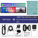 4K 11.26" Car DVR Dash Cam with CarPlay, Android Auto, GPS, WiFi, BT, FM, Rearview Mirror Recorder - Tech Trove