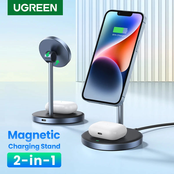 UGREEN Magnetic Wireless Fast Charging Stand 20W Max 2-in-1 For iPhone