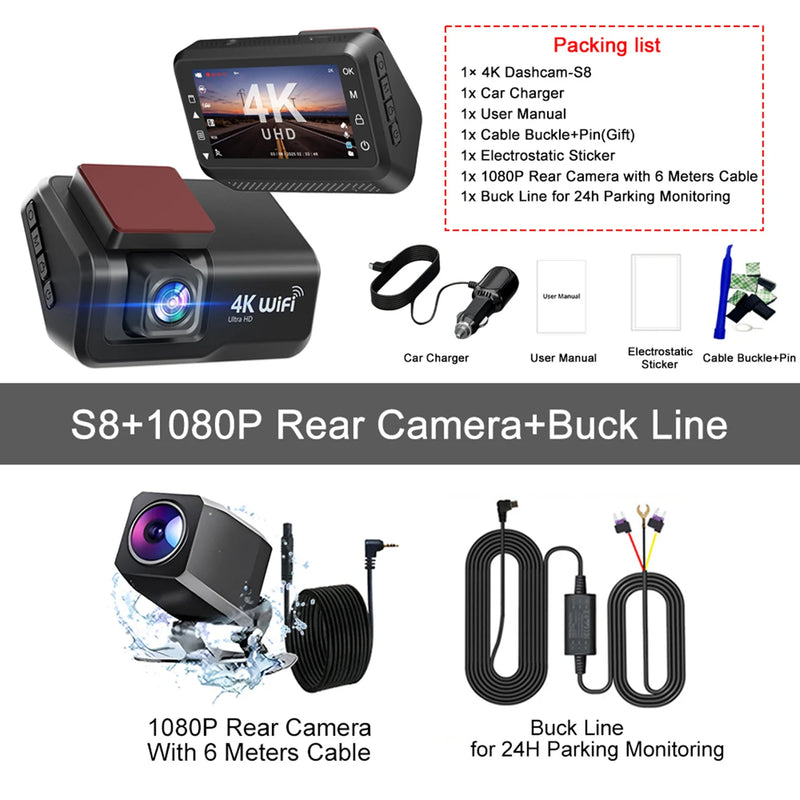 Kocam 4K Dual Dash Cam with WiFi, Night Vision & 24H Parking Monitor - Tech Trove
