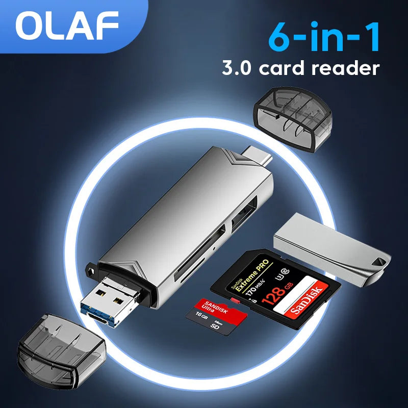 Olaf OTG Type C Micro SD card Reader Adapter 6 in 1