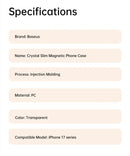 Baseus Magnetic Case for iPhone 17 Slim Thin Wireless Charging Magnetic for Magsafe Case Clear Cover Anti-Yellowing - Tech Trove