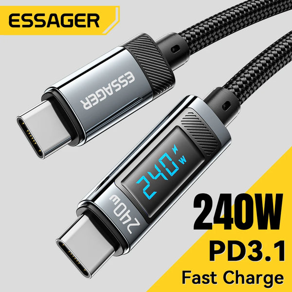 Essager 240W USB Type C To USB C Cable 100W PD 3.1 Fast Charging Charger Wire for IPhone & Android