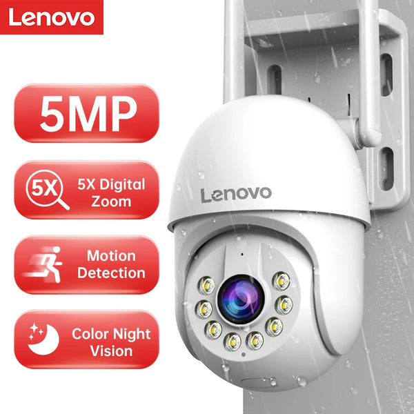 Lenovo 5MP Smart WiFi Outdoor PTZ Camera – 5x Zoom, Auto-Tracking, ONVIF, CCTV IP Security Camera.