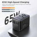 Joyroom 65W Universal Travel Adapter Fast Charging Wall Charger with 2 USB Ports & 3 USB-C - Tech Trove