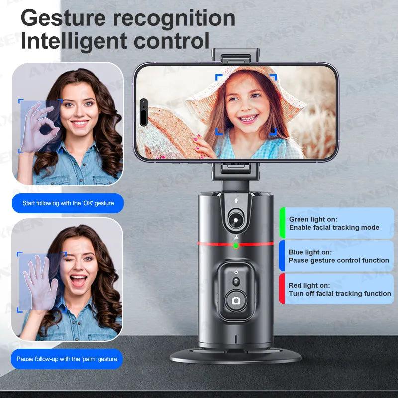 360 Rotation Gimbal Stabilizer, Follow-up Selfie Desktop Face Tracking Gimbal for Tiktok Smartphone Live, with Remote Shutter - Tech Trove