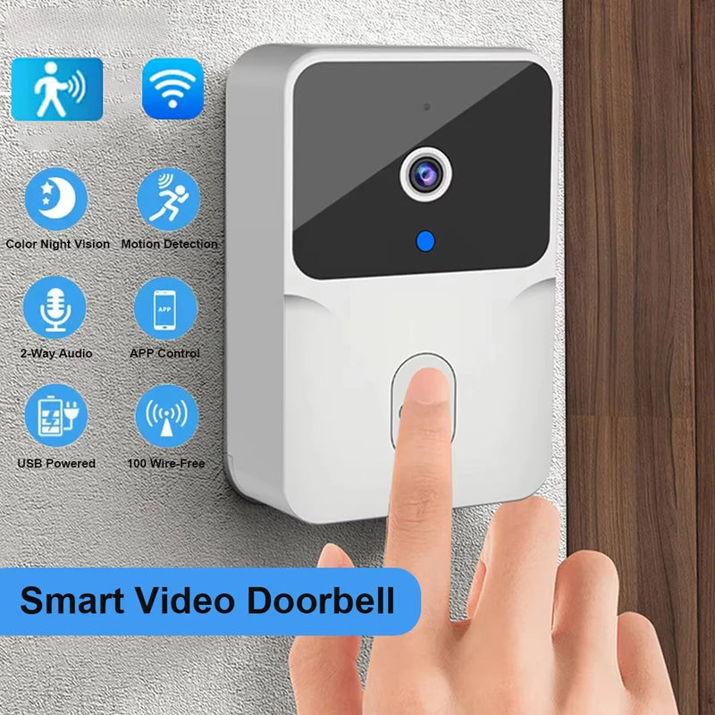 Wireless Smart Video Doorbell – 2.4G WiFi, 2-Way Audio, Night Vision, Battery-Powered Home Security
