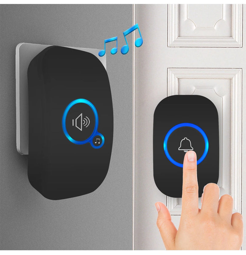 Waterproof Wireless Doorbell Kit with Push Button and Plug-in Chime