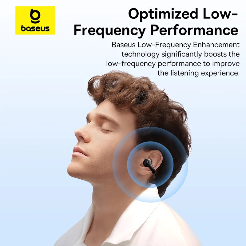 Baseus AirGo AS01 Wireless Ear Clip Earphones with Bluetooth 5.3, 2-Mic ENC, HD Call Noise Reduction, and Sports Earbuds