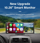 4K 10.26" Mirror Dash Cam with Wireless CarPlay, Android Auto, GPS & Rearview Camera - Tech Trove
