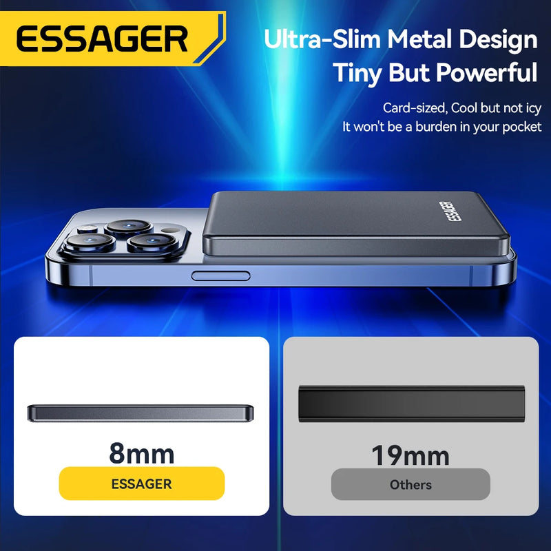 Essager Thin Wireless Power Bank 5000mAh Magnetic 20W Fast Charging Magsafe For iPhone