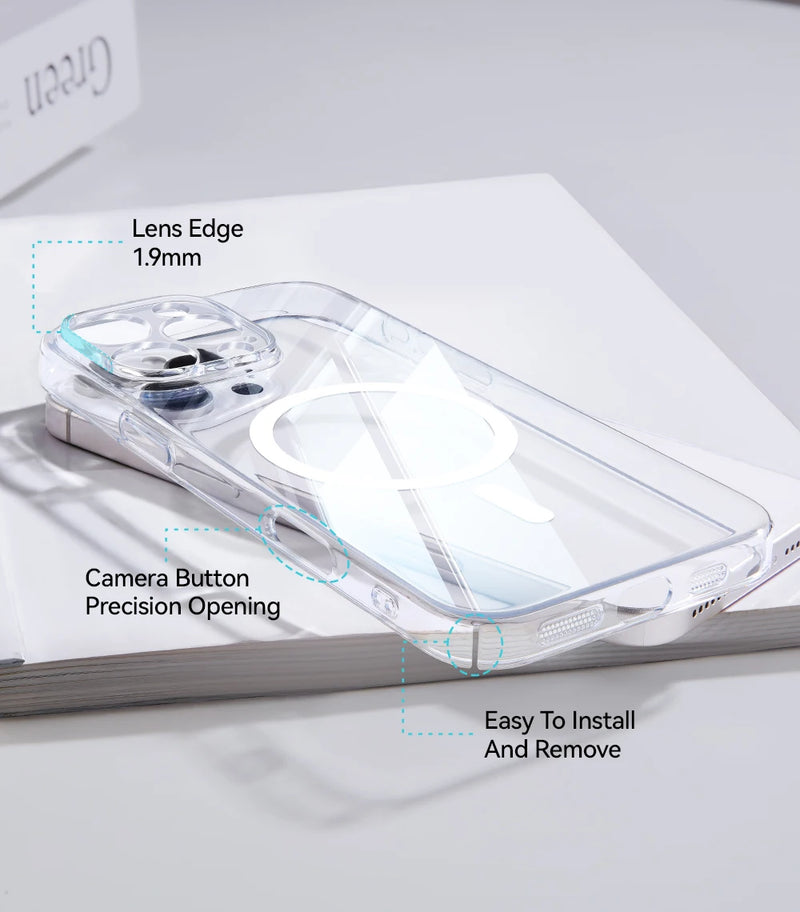 Joyroom Magnetic Wireless charger thin Case For iPhone 17 Case Anti Yellow Transparent Cover - Tech Trove