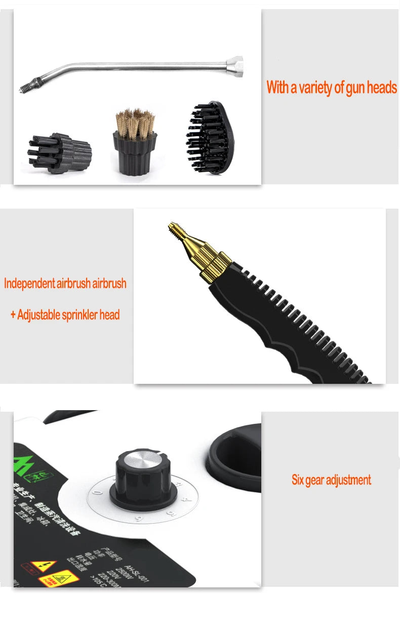 High-Temp Steam Cleaner for Home, Car, AC & Kitchen Hood (110V US / 220V EU Plug) - Tech Trove