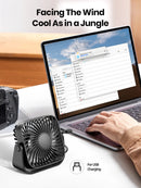 4" USB Mini Portable Desk Fan 3-Speed Quiet Personal Cooling Fan 360° Adjustable