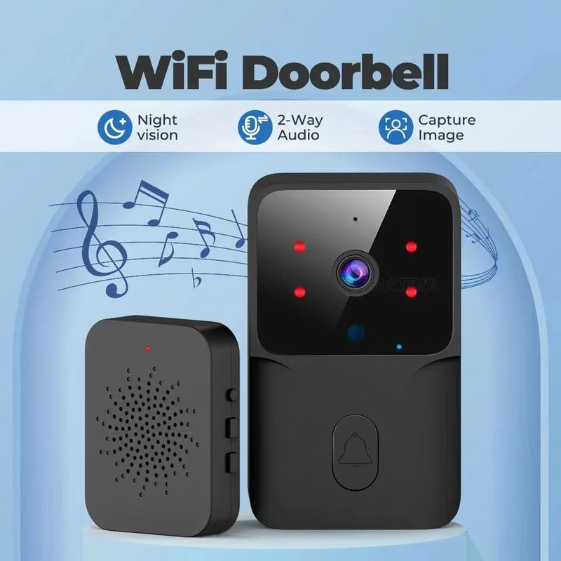 Wireless Smart Video Doorbell – 2.4G WiFi, 2-Way Audio, Night Vision, Battery-Powered Home Security