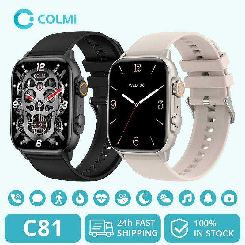 COLMI C81 2.0 Inch AMOLED Smartwatch Support AOD 100 Sports Modes IP68 Waterproof Smart Watch Men Women PK Ultra Series 8 - Tech Trove