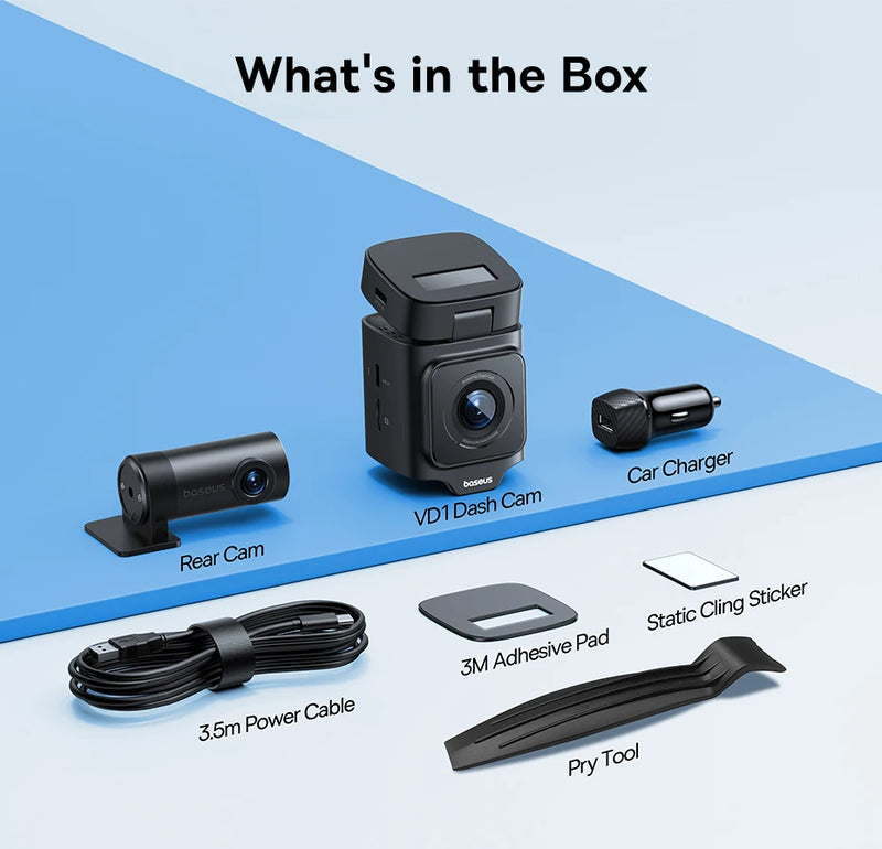 Baseus VD1 3K Dash Cam – Front & Rear, HD, GPS, Galileo, Supercapacitor, 24H Parking Support - Tech Trove