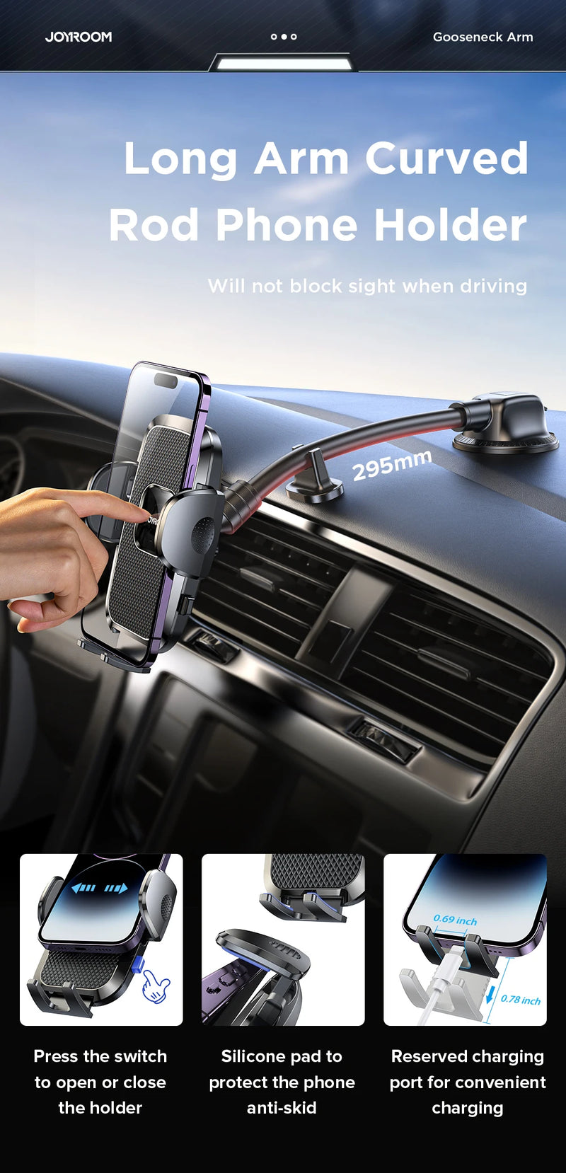 Joyroom JR-ZS259 360° Car Phone Mount – Universal, Hands-Free, Long Arm - Tech Trove