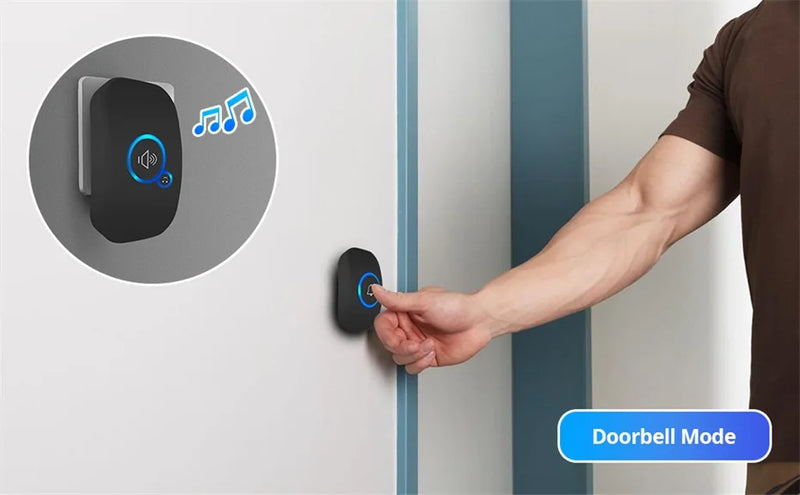 Waterproof Wireless Doorbell Kit with Push Button and Plug-in Chime